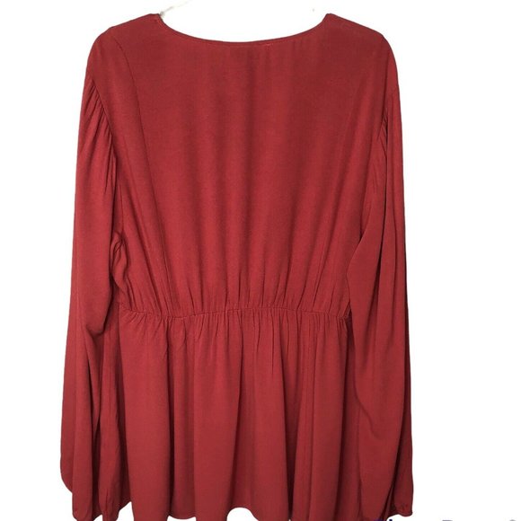 NWT Torrid Babydoll Blouse Tunic Top 100% Rayon Tandoori Spice size 2X ~ 18-20 - Picture 2 of 4